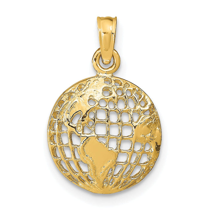 14k Yellow Gold Polished Finished Solid World Globe Charm Pendant