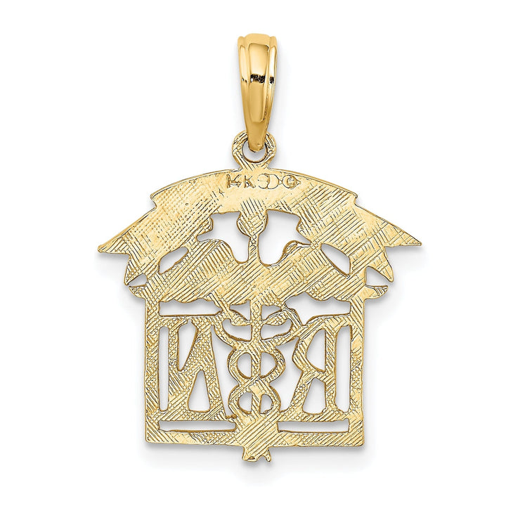 14k Yellow Gold Polished Textured Finish Registered Nurse Design Charm Pendant