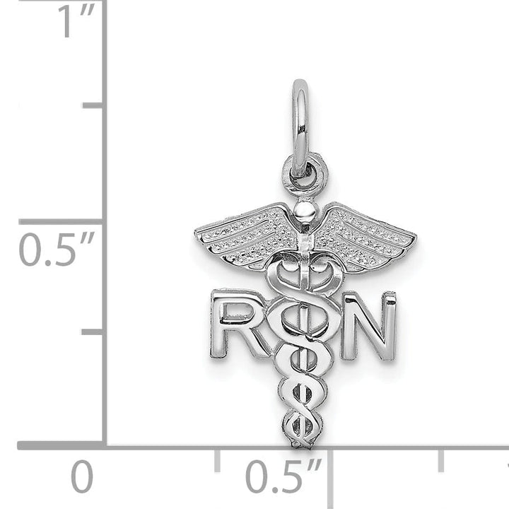 Solid 14k White Gold Polished R.N Charm Pendant