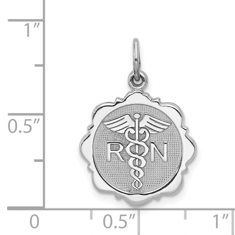 14k White Gold Registered Nurse Disc Pendant