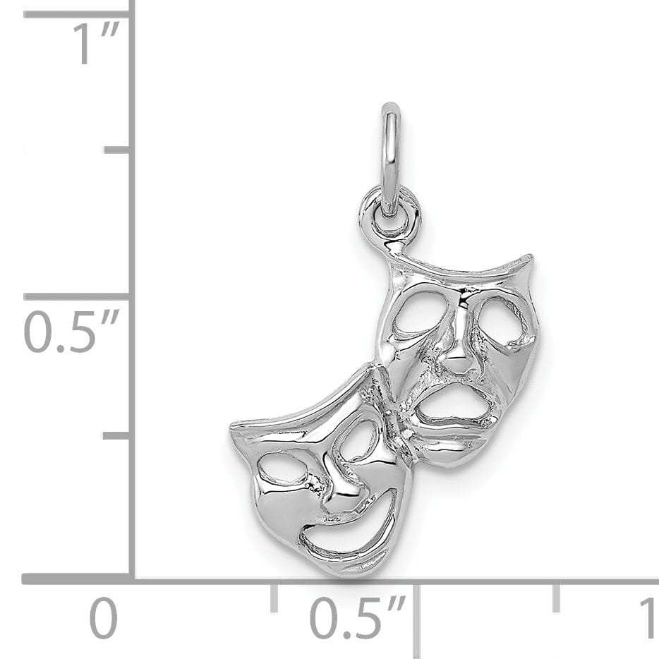 14k White Gold Comedy Tragedy Face Pendant