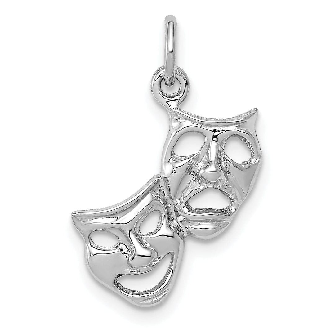 14k White Gold Comedy Tragedy Face Pendant