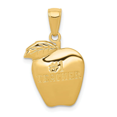 14k Yellow Gold #1 Teacher Apple Charm Pendant at $ 164.64 only from Jewelryshopping.com
