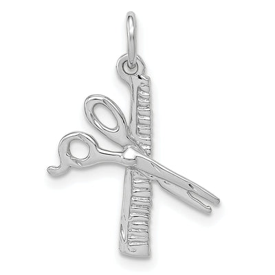 14k White Gold Comb and Scissors Charm Pendant at $ 93.09 only from Jewelryshopping.com