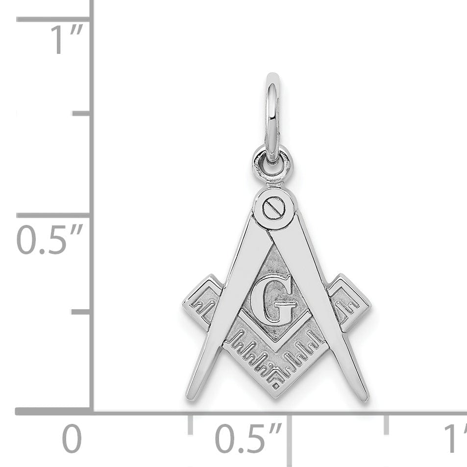 14k White Gold Polished Masonic Charm Pendant