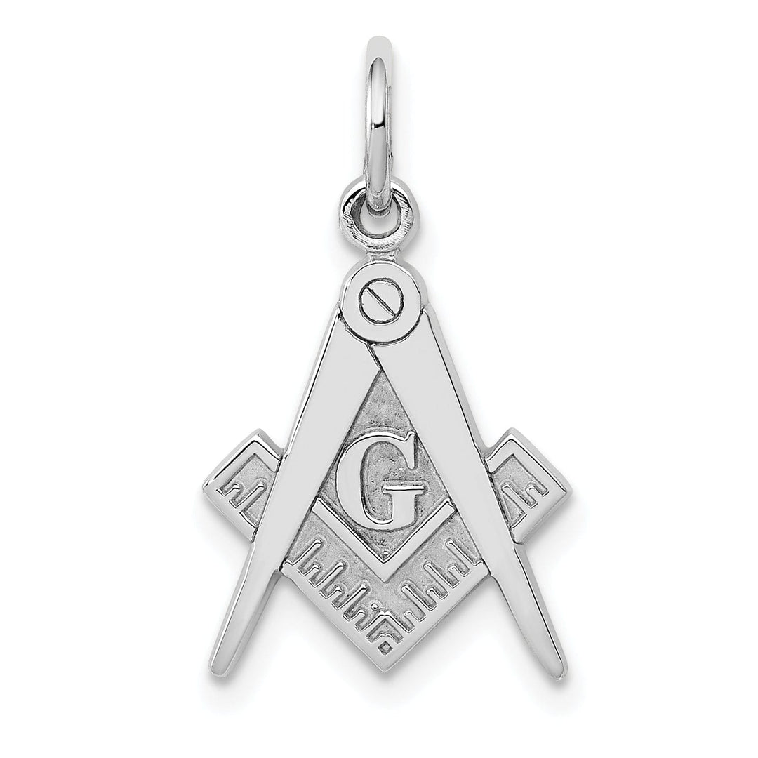 14k White Gold Polished Masonic Charm Pendant