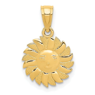 14k Yellow Gold Solid Textured Polished Finish Sun with Face Design Charm Pendant at $ 55.57 only from Jewelryshopping.com