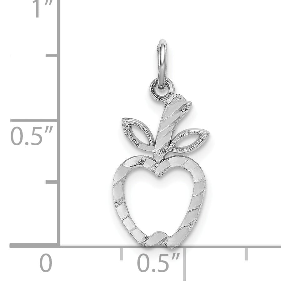 14k White Gold Apple Charm Pendant