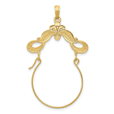 14k Yellow Gold Ribbon Decorated Design Charm Holder Pendant at $ 148.29 only from Jewelryshopping.com