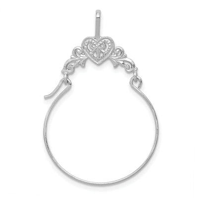 14k White Gold Solid Filigree Heart Design Charm Holder Pendant at $ 72.08 only from Jewelryshopping.com