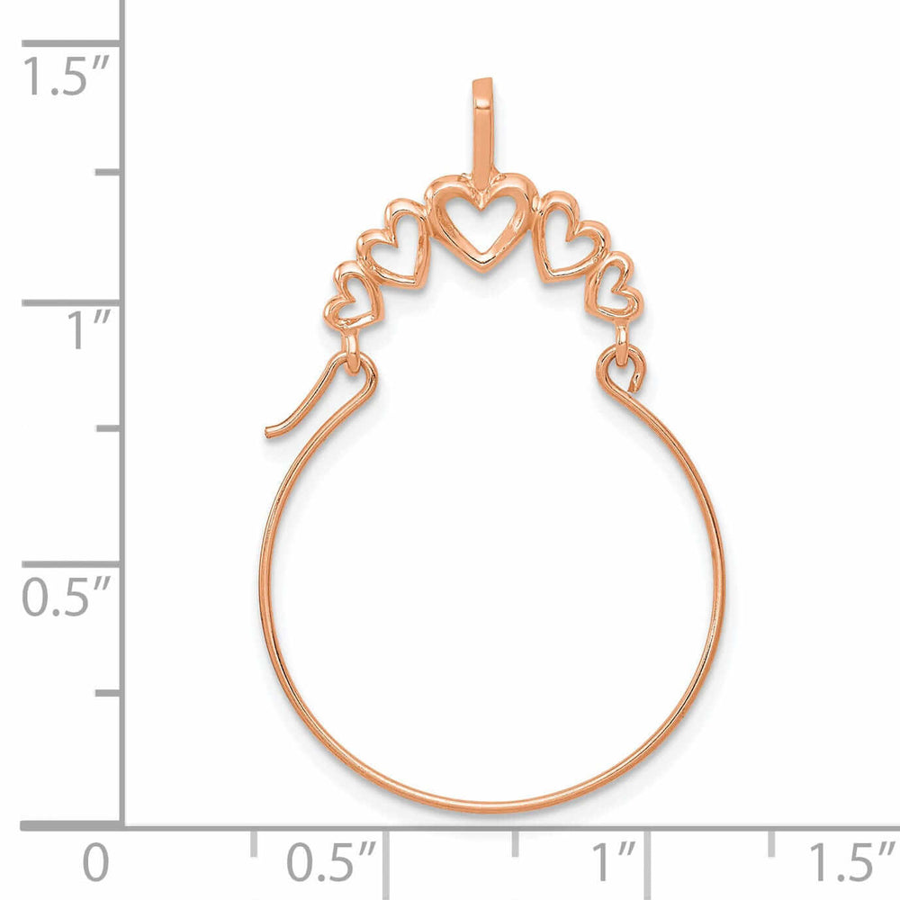 14k Rose Gold Solid 5-Heart Design Charm Holder Pendant