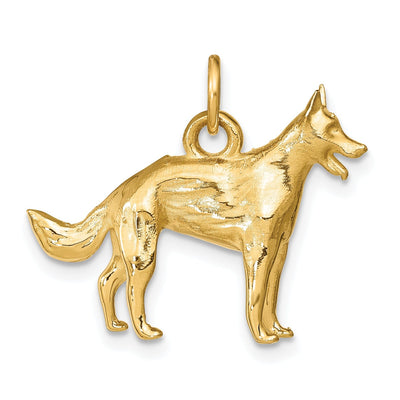 14k Yellow Gold Solid Polished Textured Finish 3-Diamentional German Shepherd Charm Pendant at $ 535.48 only from Jewelryshopping.com
