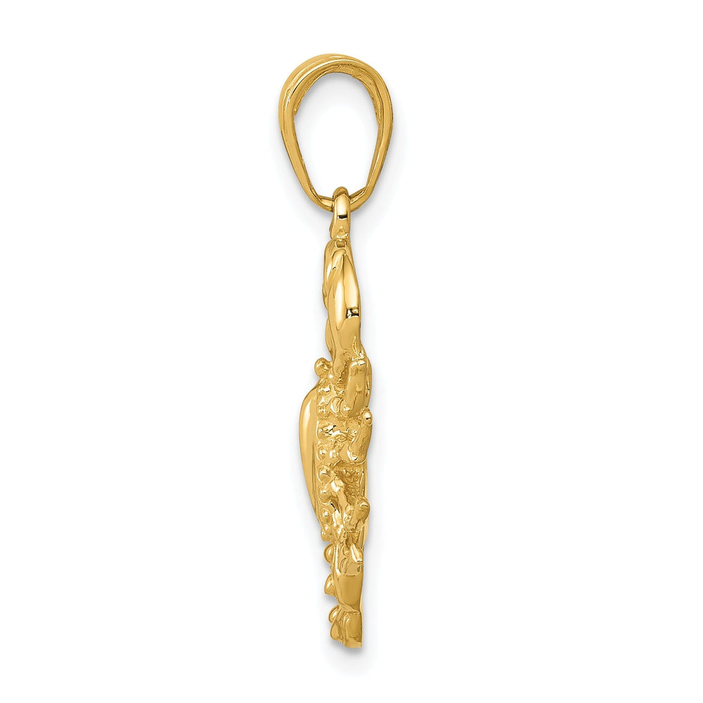 14k Yellow Gold Solid Textured Polished Finish Scorpion Charm Pendant