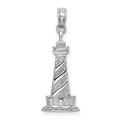 14K White Gold Polished Finish Solid 2-Dimensiona Cape Hatteras Lighthouse Charm at $ 85.63 only from Jewelryshopping.com