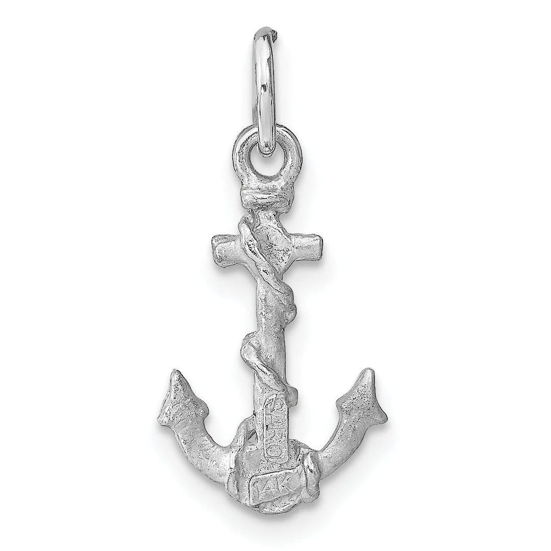 14k White Gold Solid D.C 3-D Anchor Charm