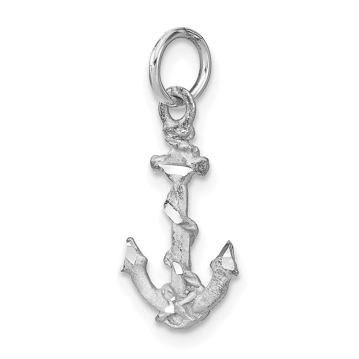 14k White Gold Solid D.C 3-D Anchor Charm