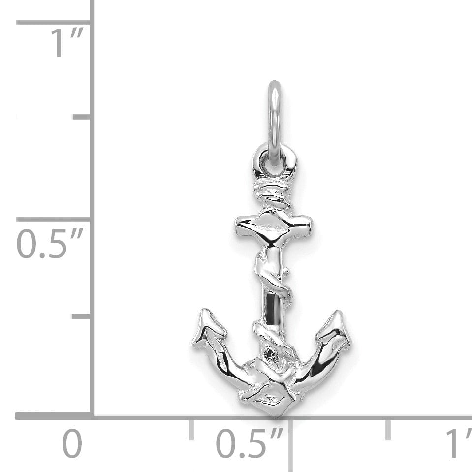 14k White Gold Solid D.C 3-D Anchor Charm