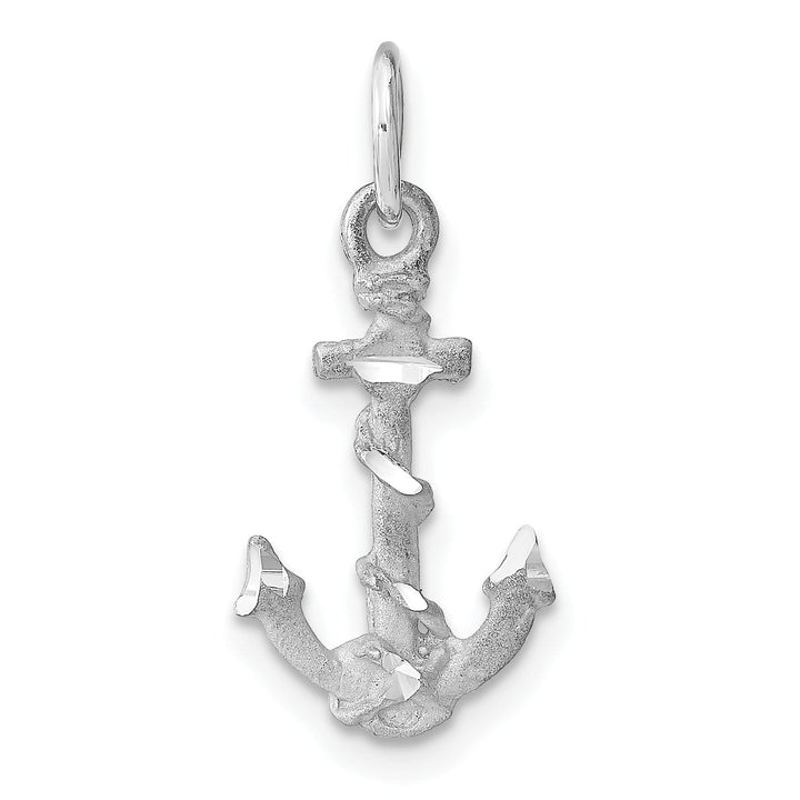14k White Gold Solid D.C 3-D Anchor Charm