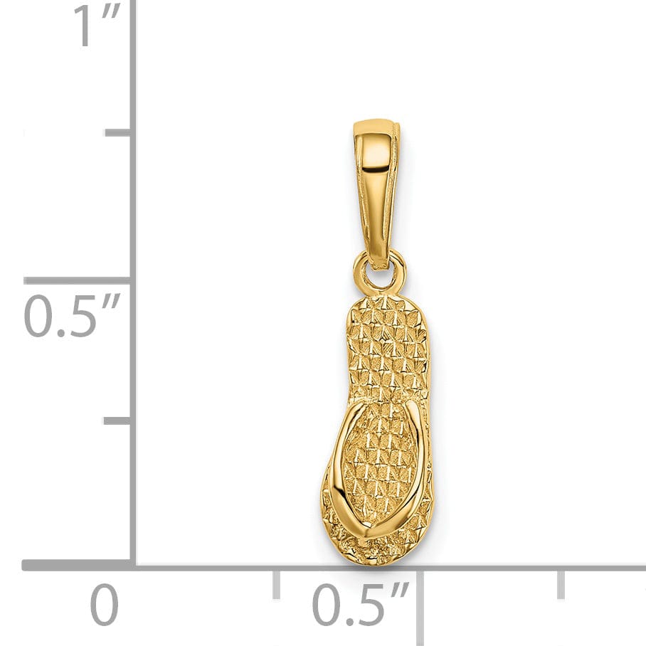 14k Yellow Gold 3-D Hawaii Flip Flop Pendant