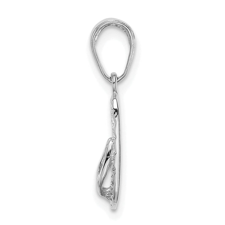 14k White Gold Polished Textured Finish 3-Dimensional HAWAII Flip-Flop Sandle Charm Pendant