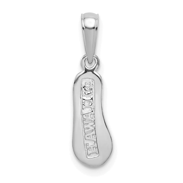 14k White Gold Polished Textured Finish 3-Dimensional HAWAII Flip-Flop Sandle Charm Pendant