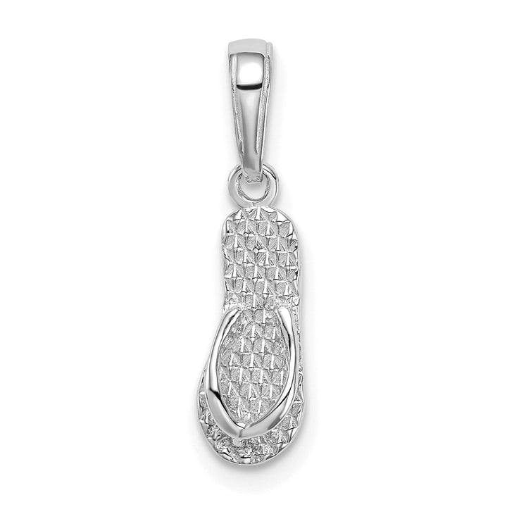 14k White Gold Polished Textured Finish 3-Dimensional HAWAII Flip-Flop Sandle Charm Pendant