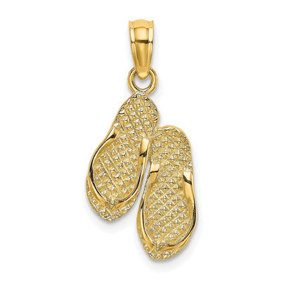 14k Yellow Gold Solid Textured Polished Finish Reversible HAWAII Double Flip-Flop Sandles Charm Pendant at $ 101.43 only from Jewelryshopping.com