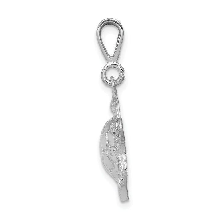 14k White Gold Solid Polished Finish Open-Backed Men's Sea Turtle Charm Pendant