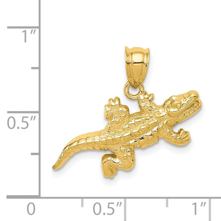 14k Yellow Gold Solid Polished Finish Open-Backed Crocodile Charm Pendant