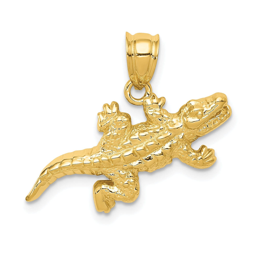14k Yellow Gold Solid Polished Finish Open-Backed Crocodile Charm Pendant