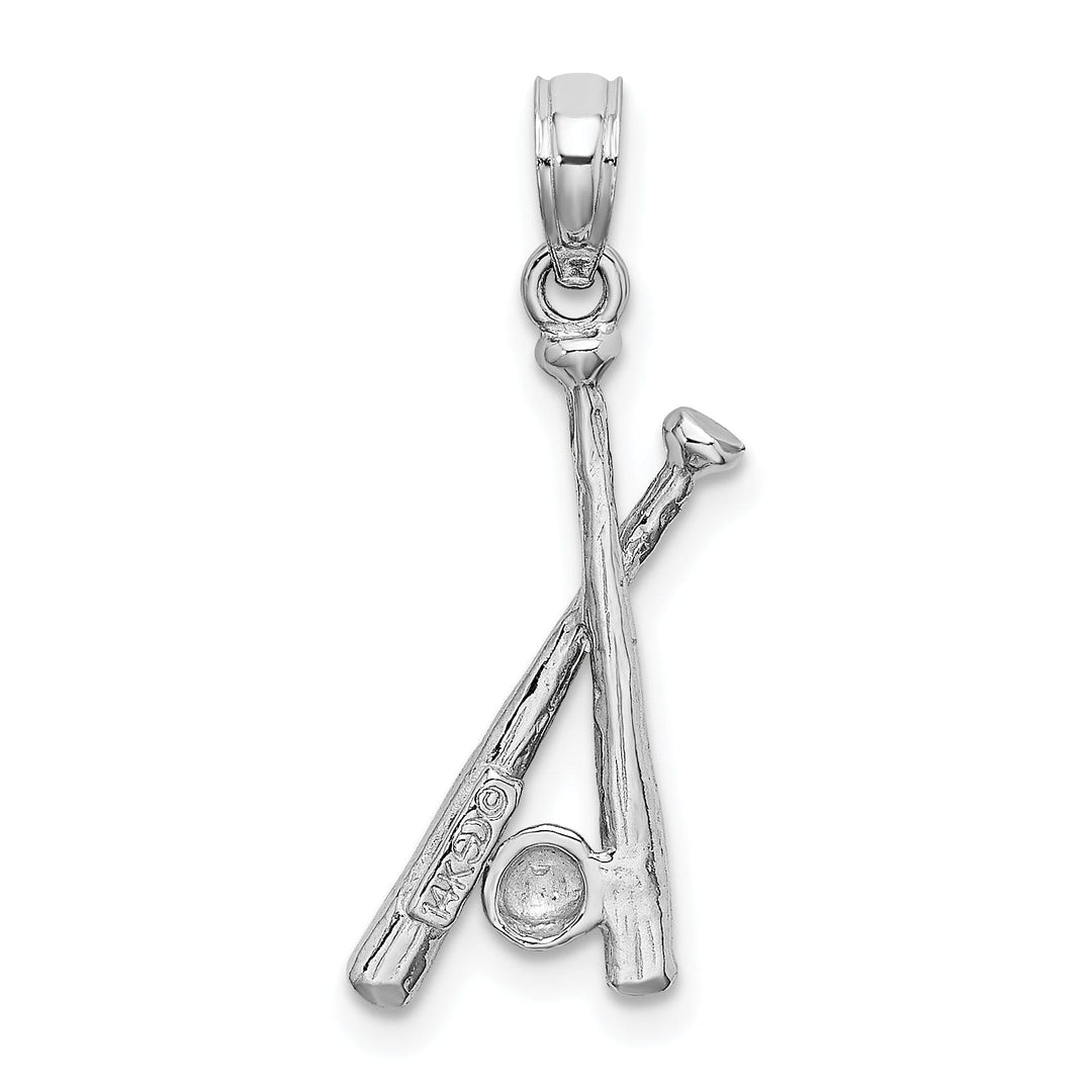 14k White Gold Baseball Bats and Ball Pendant