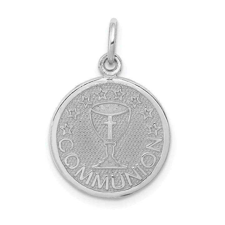 14k White Gold Communion Medal Pendant. Engraving fee $22.00.