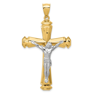 14k Two-tone Gold Crucifix Pendant at $ 508.37 only from Jewelryshopping.com
