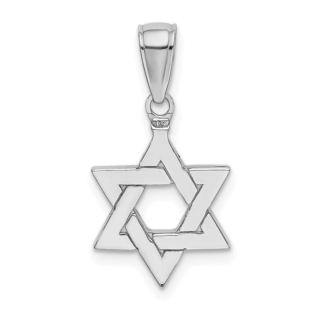 14K White Gold Polished Finish Flat Back Solid Star of David Pendant