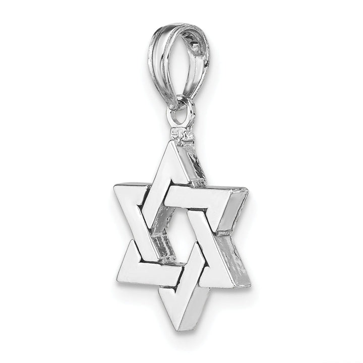 14K White Gold Polished Finish Flat Back Solid Star of David Pendant