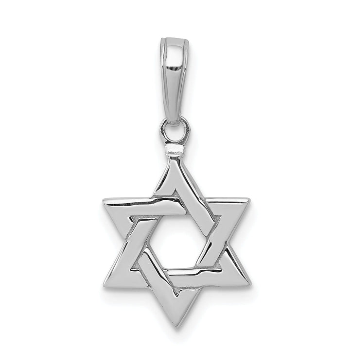 14K White Gold Polished Finish Flat Back Solid Star of David Pendant