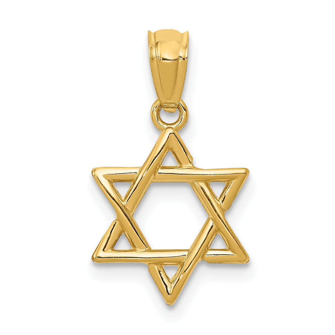 14k Yellow Gold Polished Finish Solid Star of David Charm Pendant