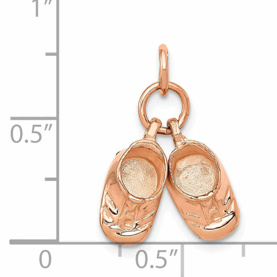 14k Rose Gold Polished 3 D Baby Shoes Pendant.