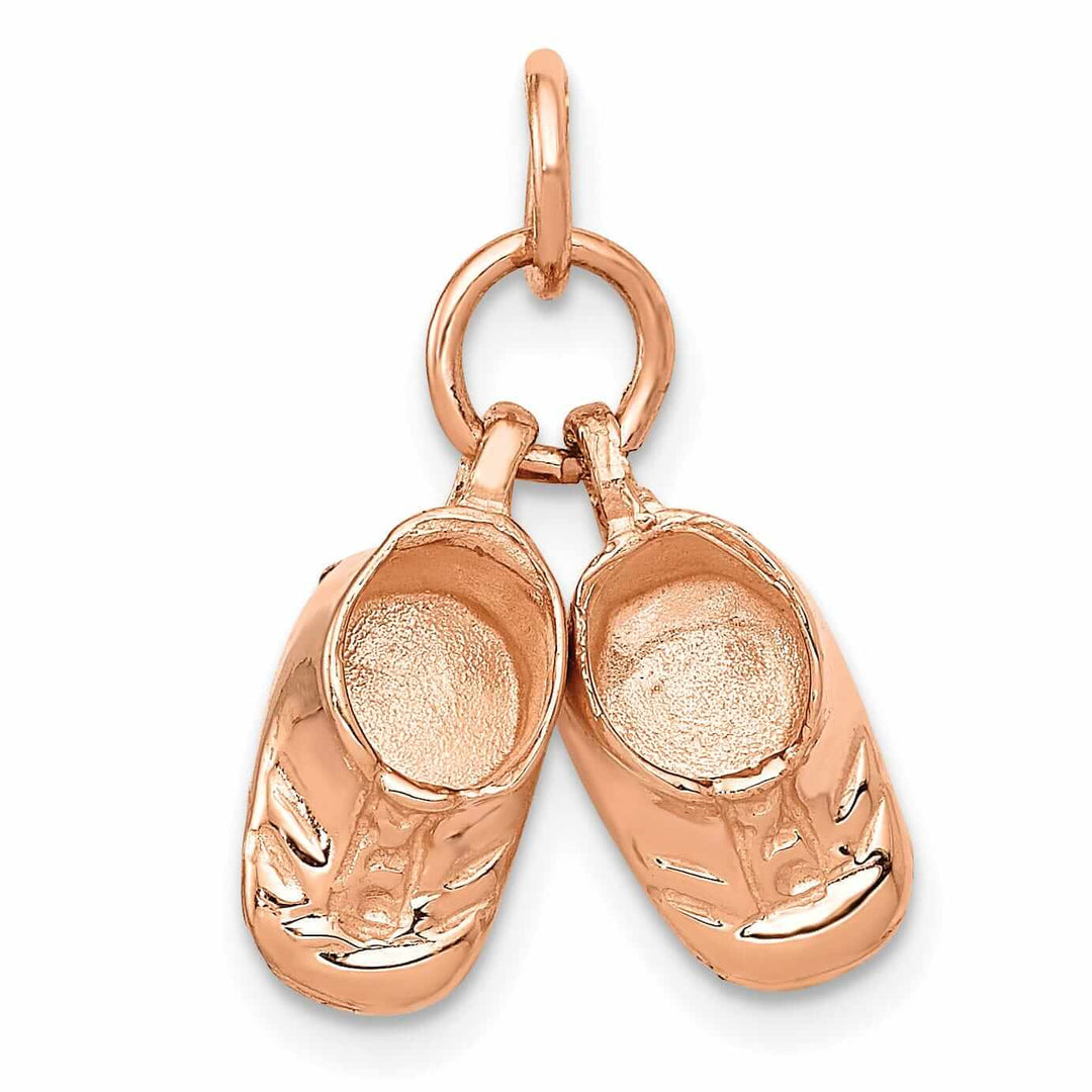 14k Rose Gold Polished 3 D Baby Shoes Pendant.