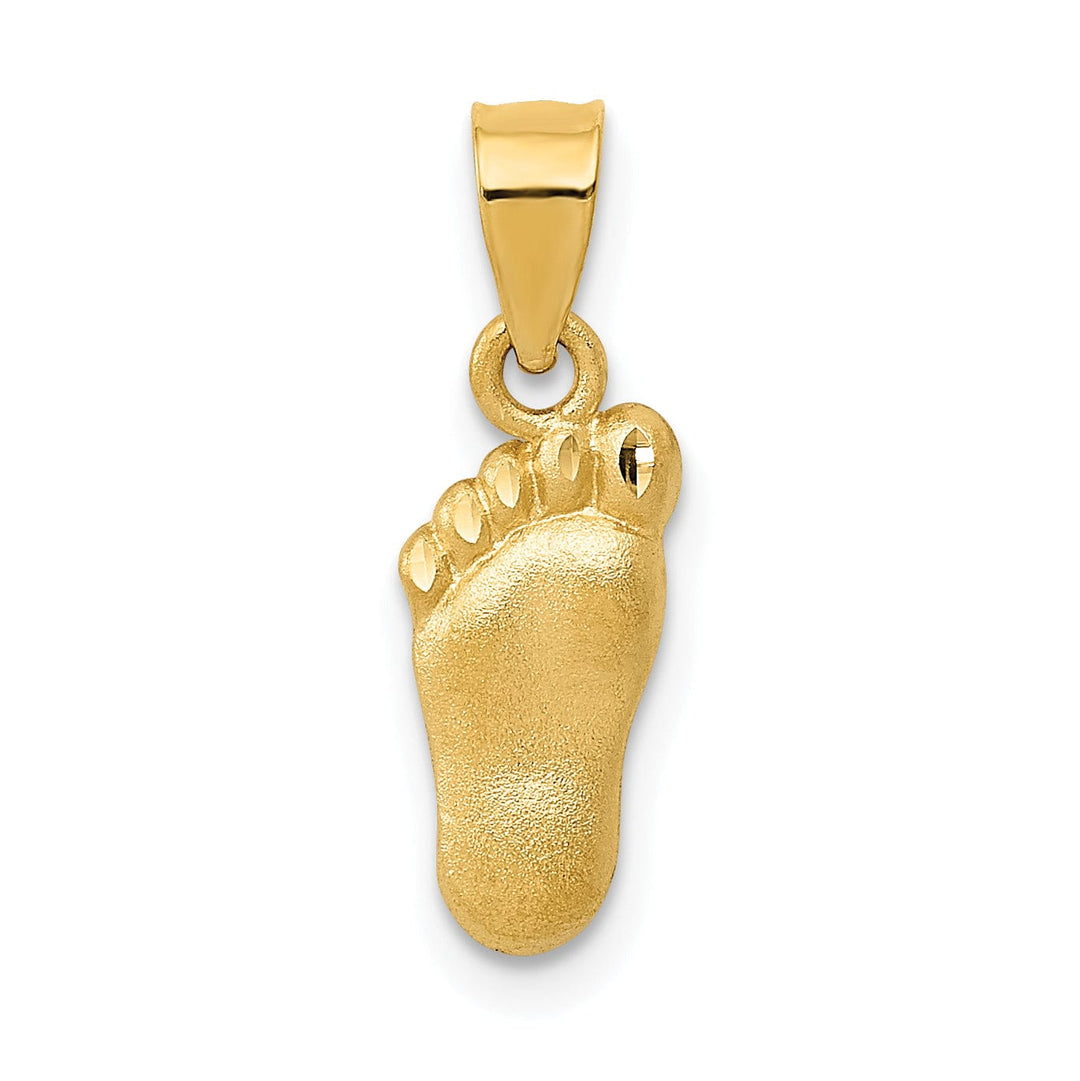 14k Yellow Gold Satin Polished Foot Pendant.