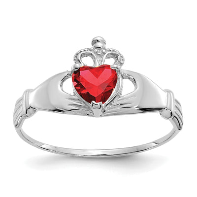 14k White Gold Birthstone Claddagh Heart Ring at $ 143 only from Jewelryshopping.com