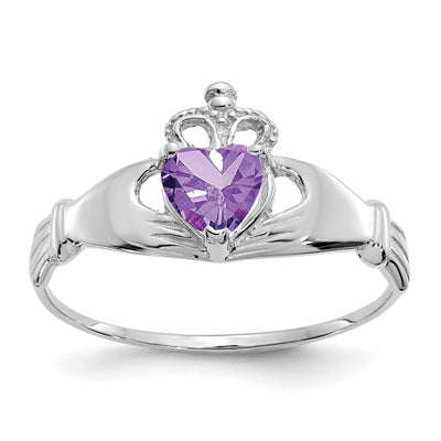 14k White Gold Birthstone Claddagh Heart Ring at $ 134.35 only from Jewelryshopping.com