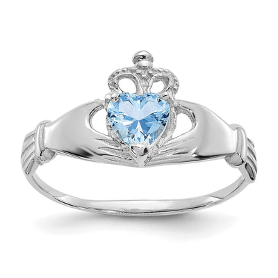 14k White Gold Birthstone Claddagh Heart Ring at $ 140.23 only from Jewelryshopping.com