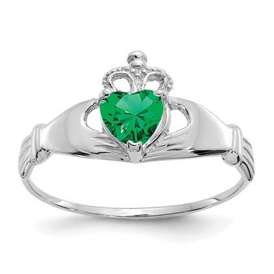 14k White Gold Birthstone Claddagh Heart Ring at $ 137.42 only from Jewelryshopping.com