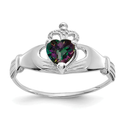 14k White Gold Birthstone Claddagh Heart Ring at $ 153.41 only from Jewelryshopping.com