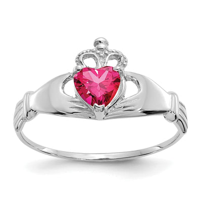 14k White Gold Birthstone Claddagh Heart Ring at $ 138.95 only from Jewelryshopping.com