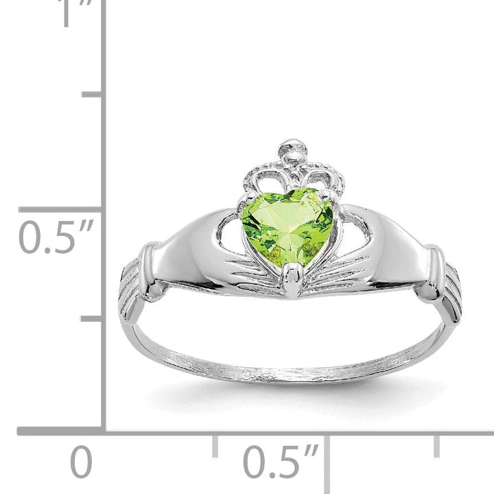 14k White Gold Birthstone Claddagh Heart Ring