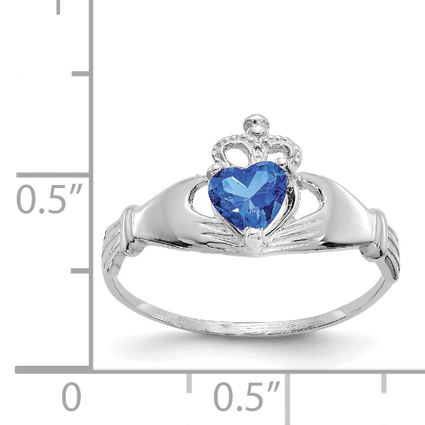 14k White Gold Birthstone Claddagh Heart Ring