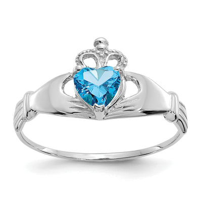 14k White Gold Birthstone Claddagh Heart Ring at $ 138.36 only from Jewelryshopping.com