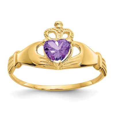 14k Yellow Gold CZ Birthstone Claddagh Heart Ring at $ 149.99 only from Jewelryshopping.com